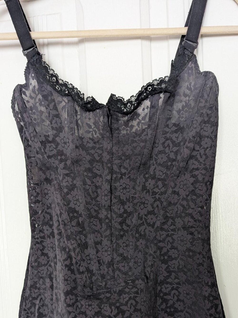 Vintage Fredericks Of Hollywood Black Boned Corset Girdle Dress - Picture 3 of 10